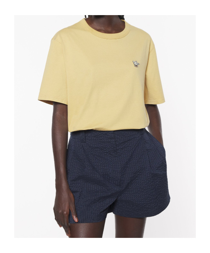 Maison Kitsuné Yellow Barista Fox Patch Relax T-shirt In Yellow
