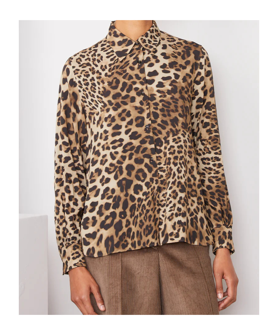 Officine Generale Elzini Button Shirt In Brown