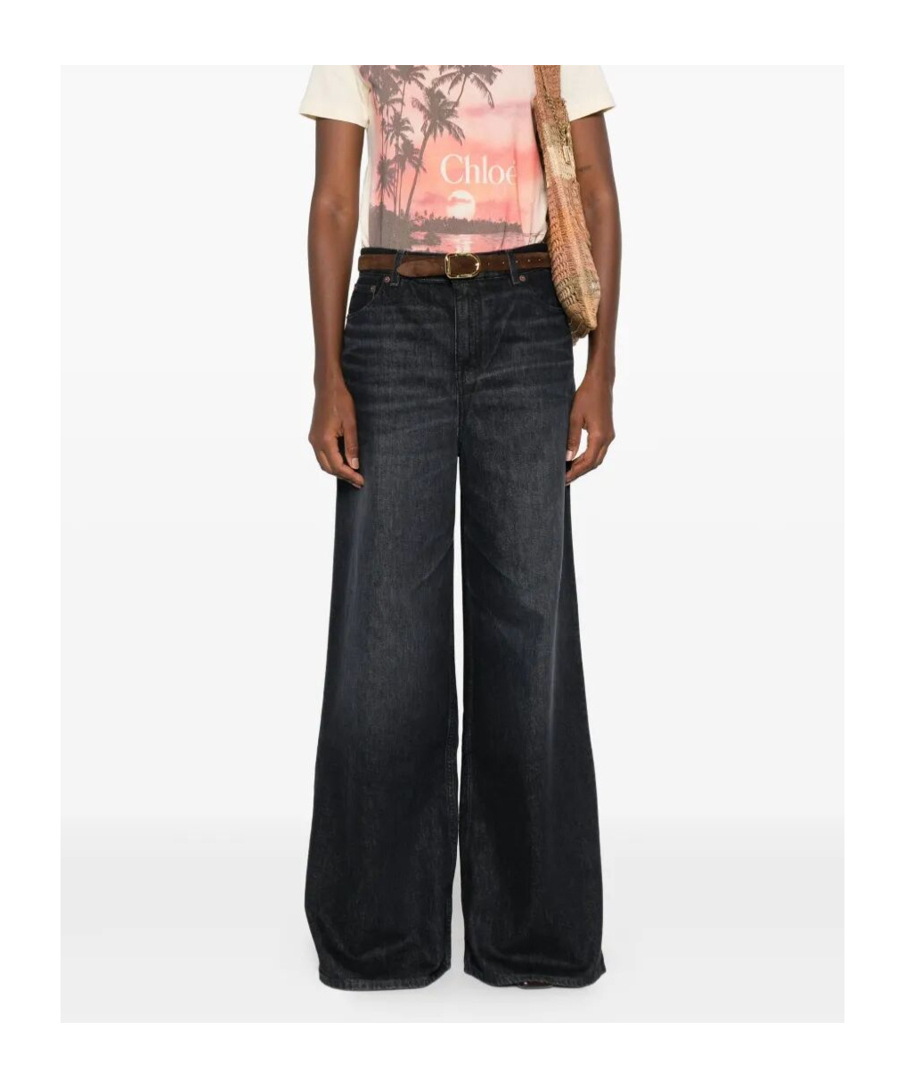Chloé Wide-leg Denim Trousers With Belt Loops In Black