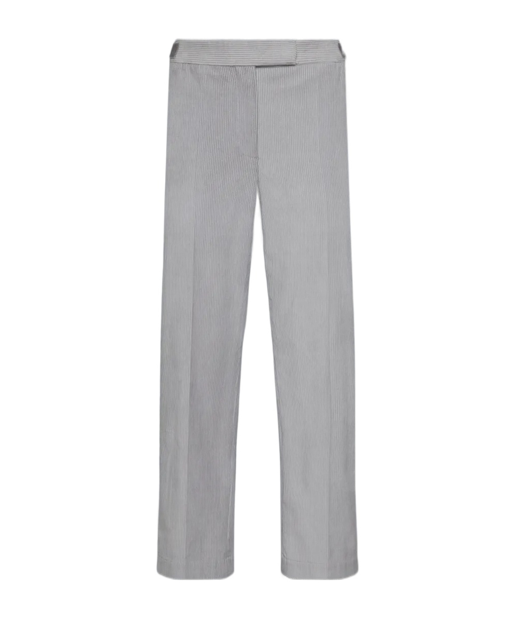 Thom Browne Corduroy Cotton Cropped Trousers In Gray