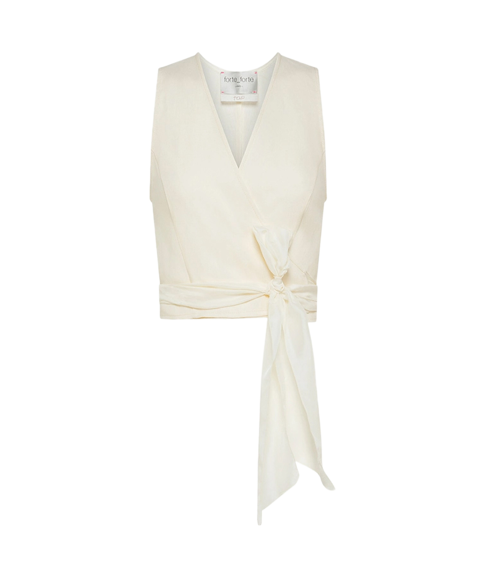 Forte Forte Chic Linen Canvas Crossed Top In White