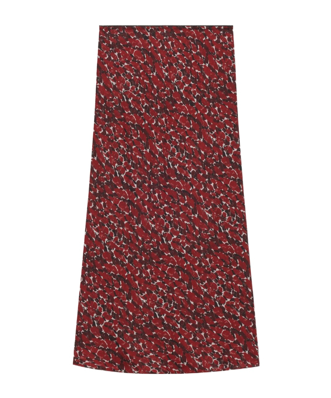 Saint Laurent Printed Silk-mousseline Midi Skirt In Red