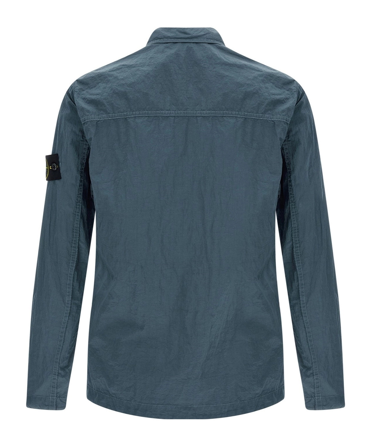 Stone Island Overshirt With Logo Badge And Chest Pocket In Blue