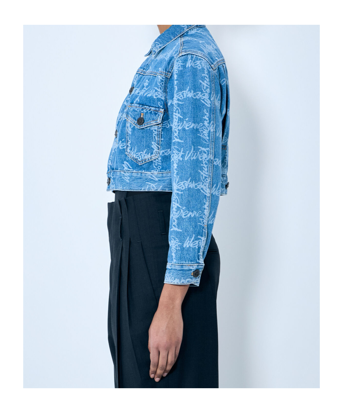 Vivienne Westwood Cropped Indigo Blue Jacket With Flap Pockets In Blue