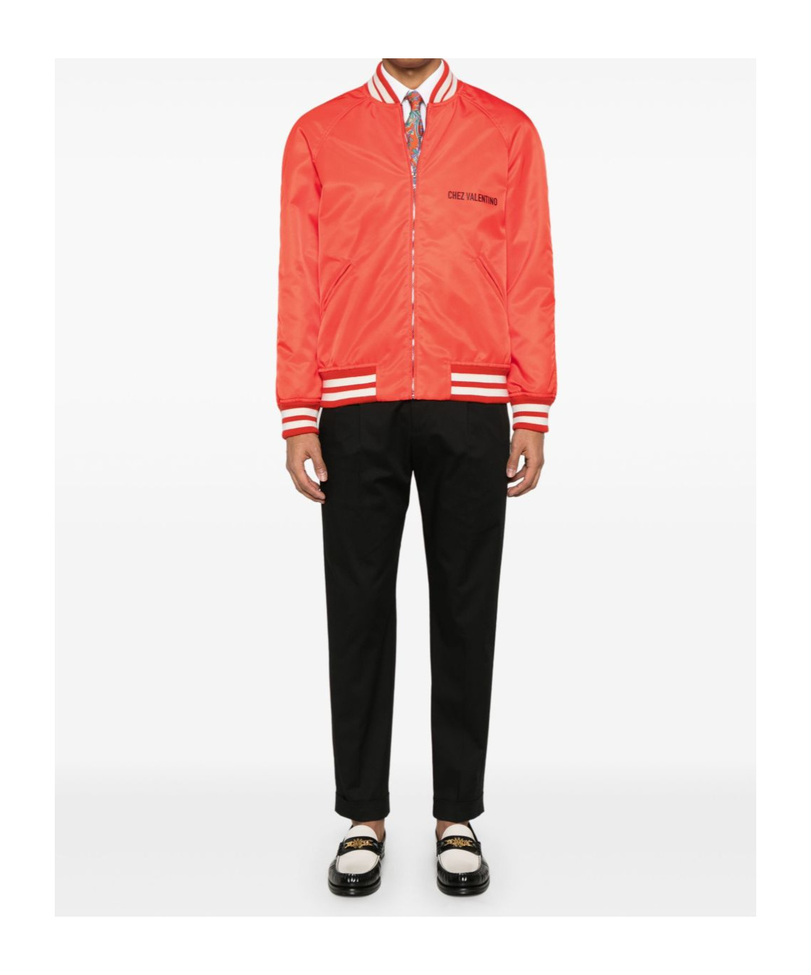 Valentino Padded Bomber Jacket With Ribbed Cuffs And Hem In Orange