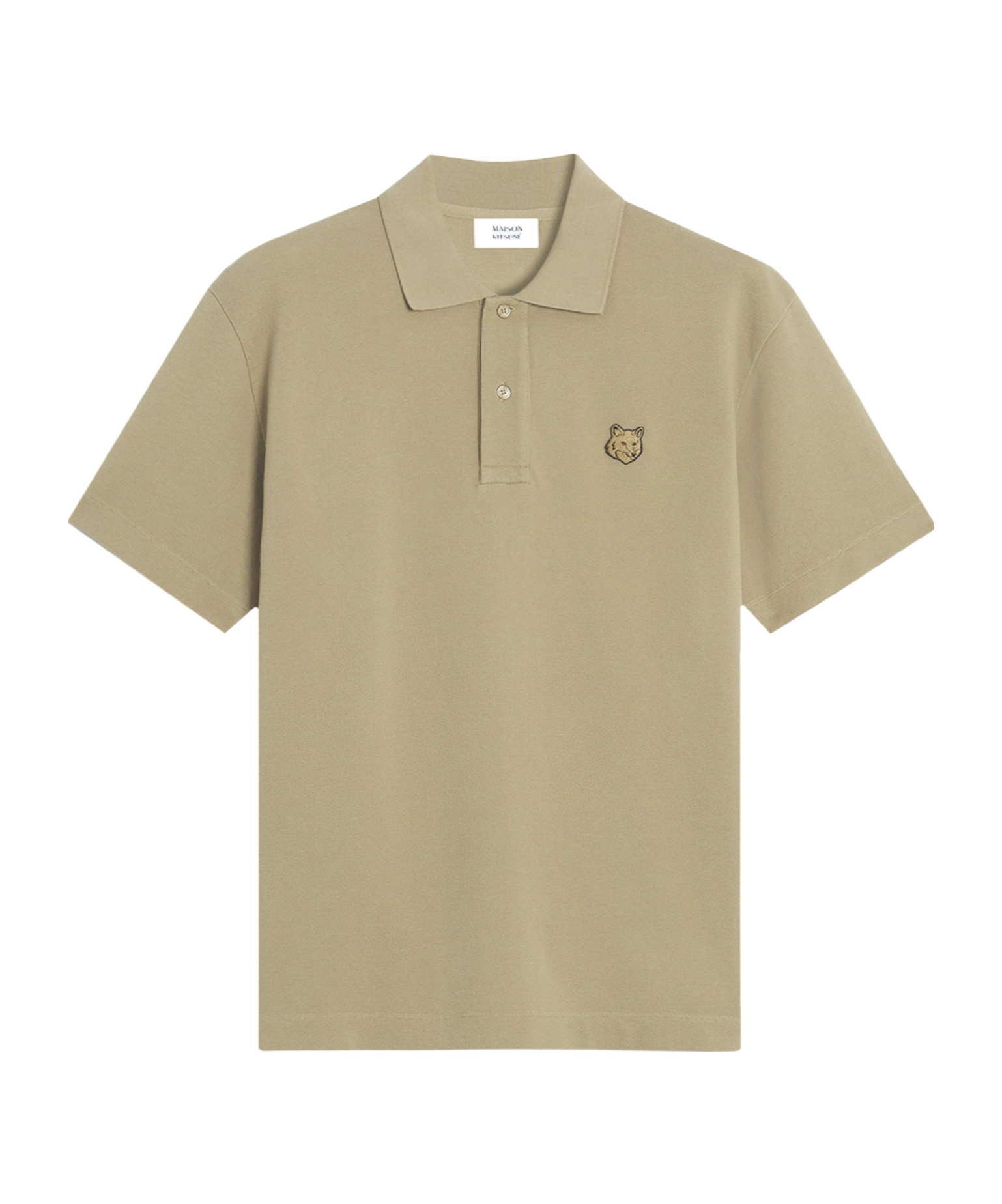 Maison Kitsuné Cotton Polo Shirt With Iconic Logo Patch In Nude