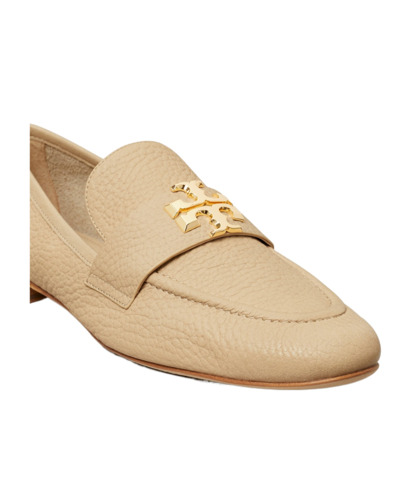Tory Burch Double T-plaque Leather Loafers In Nude