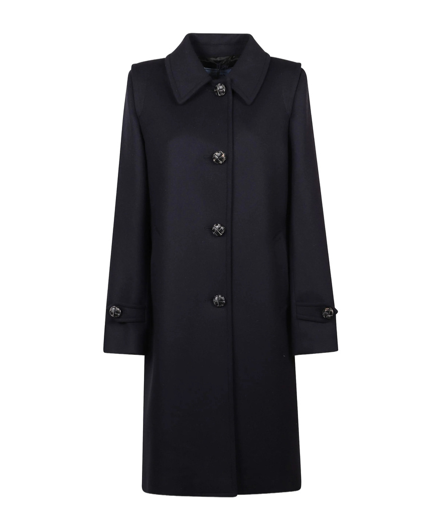 Prada Long Sleeve Coat In Blue