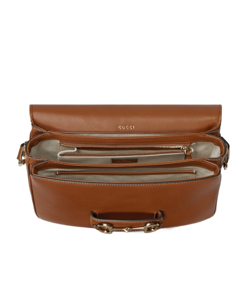 Gucci Horsebit 1955 Soft Small Shoulder Bag In Brown