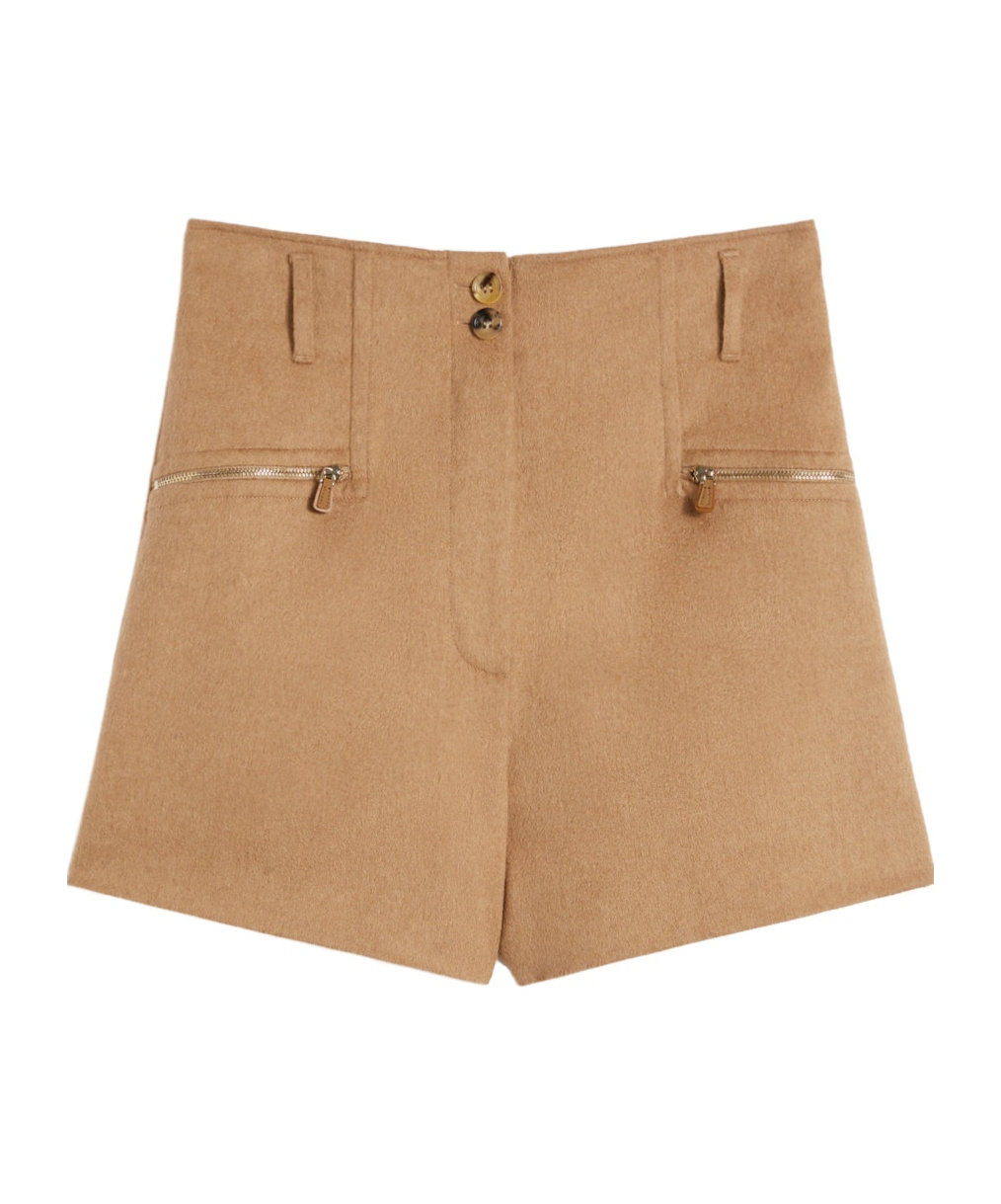 Max Mara Camel Colour Shorts In Brown