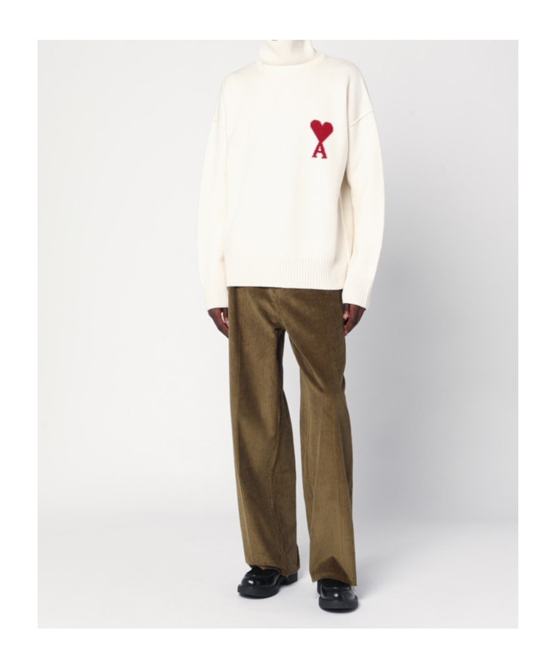 Ami Alexandre Mattiussi Ami Paris Turtleneck Sweater Ami De Coeur White Men In Animal Print