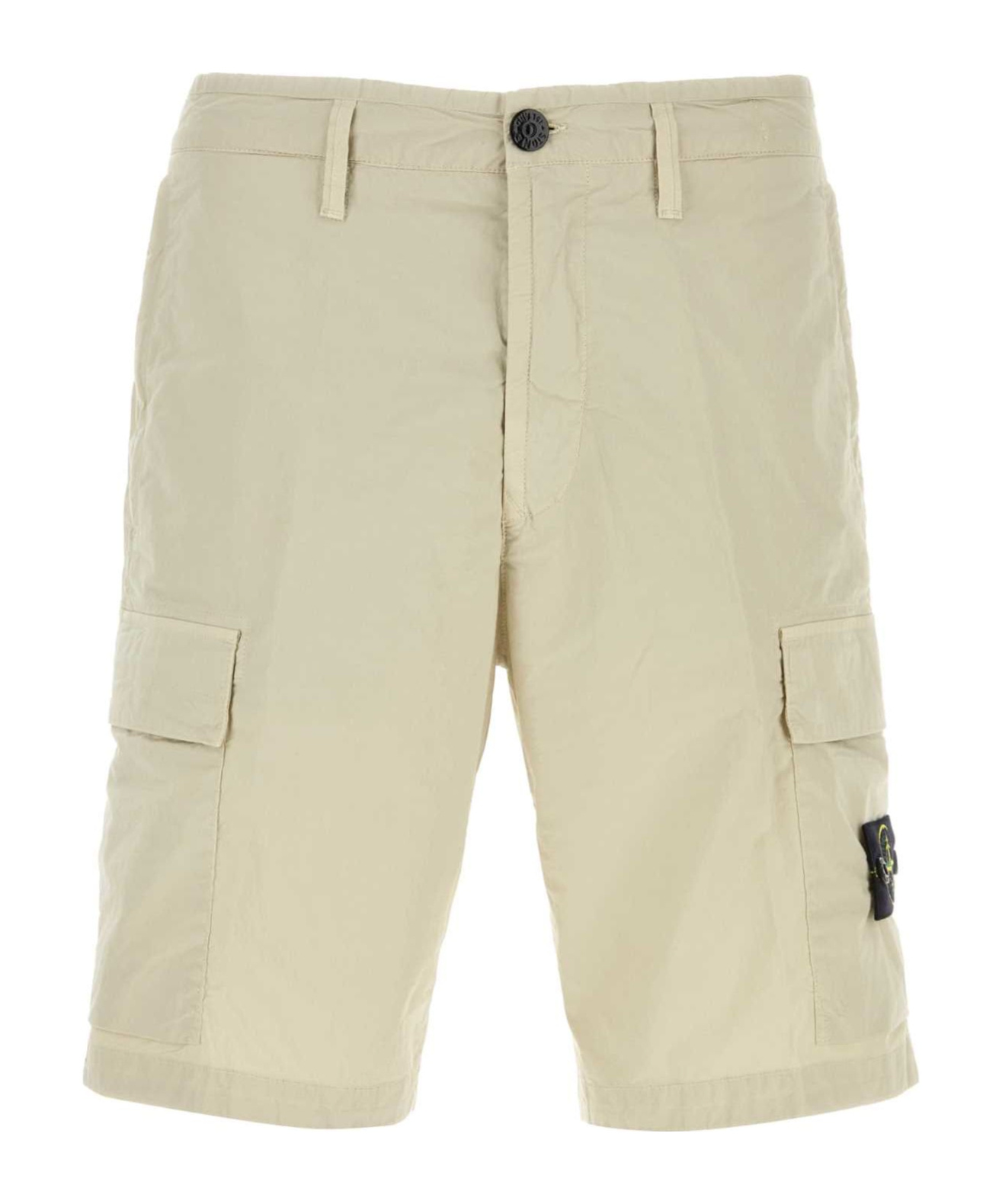 Stone Island Logo Patch Stretch Bermuda Shorts In Neutral