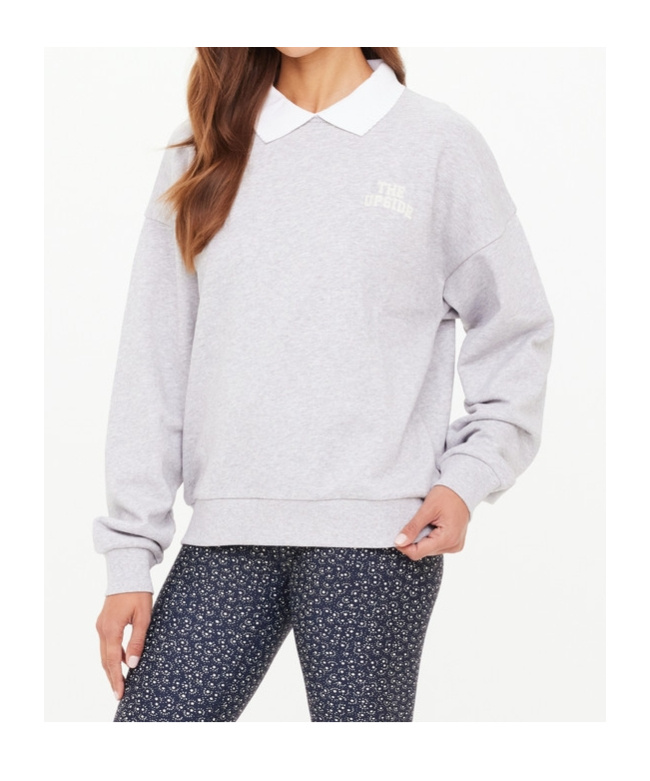 The Upside Pascal Collared Crew-neck Sweater In Grey In White