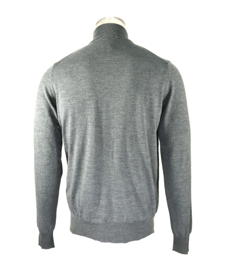 Ea7 Stand-neck Semi-zipper Sweater In Gray