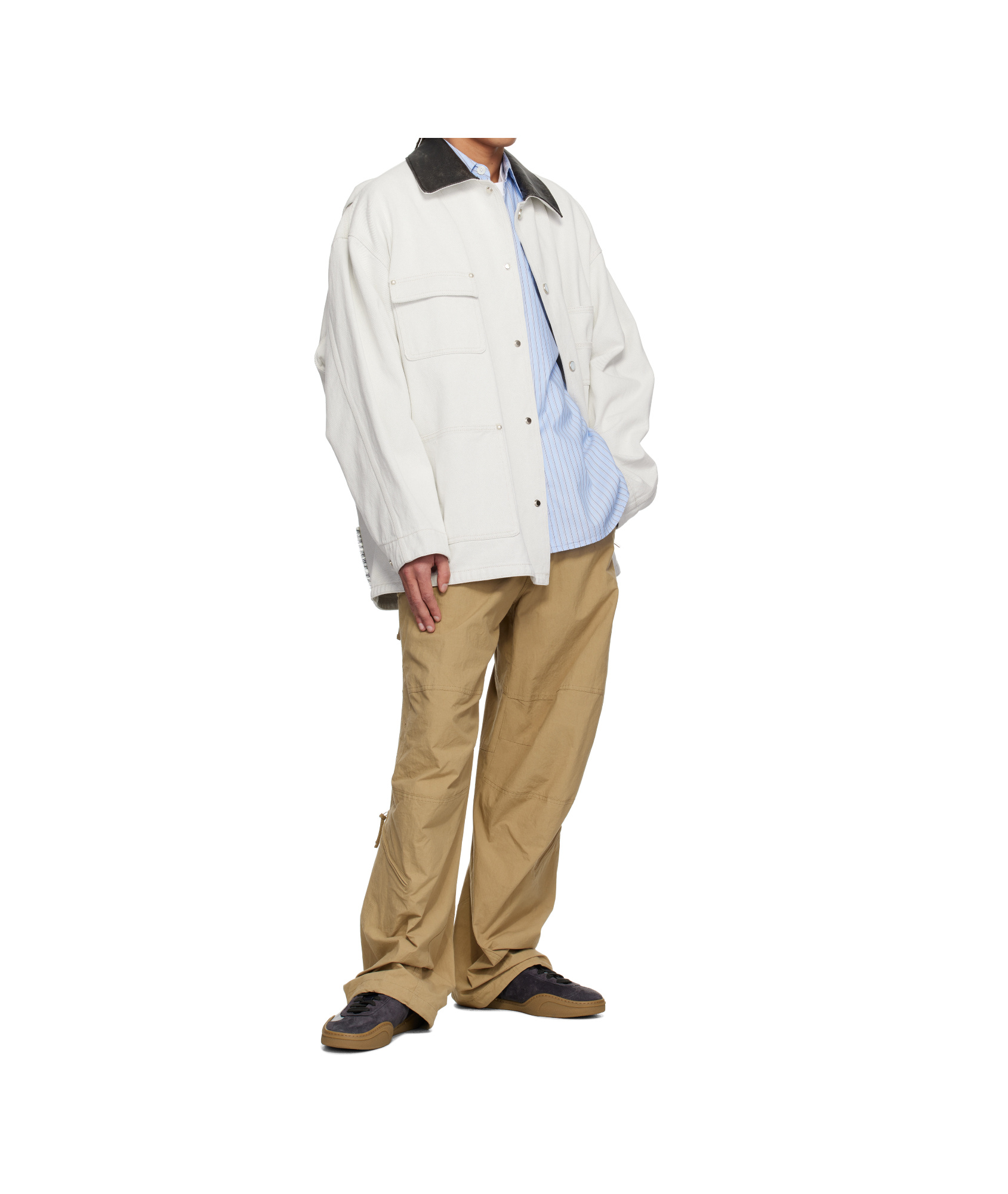Wooyoungmi Beige Cotton Parachute Trousers In Camel