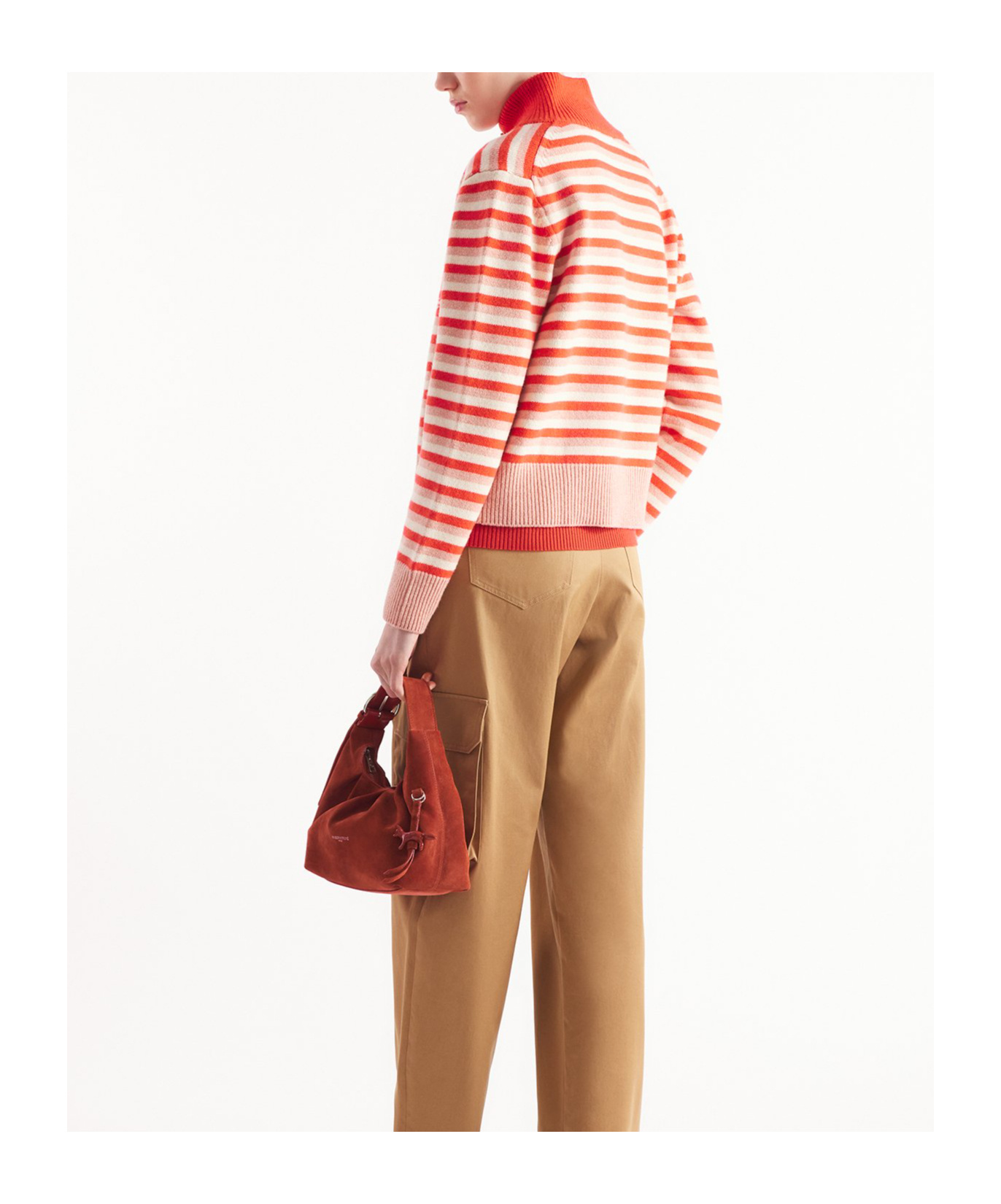 Shop Maison Kitsuné High-necked Long-sleeved Cardigan In Nude