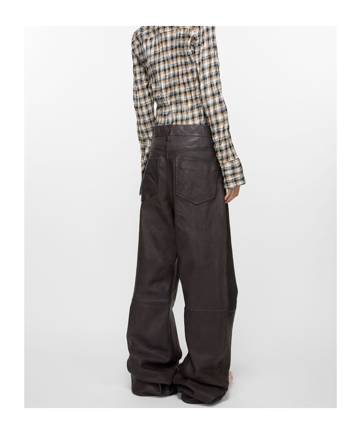 Acne Studios Belt Loop Leather Pants In Brown