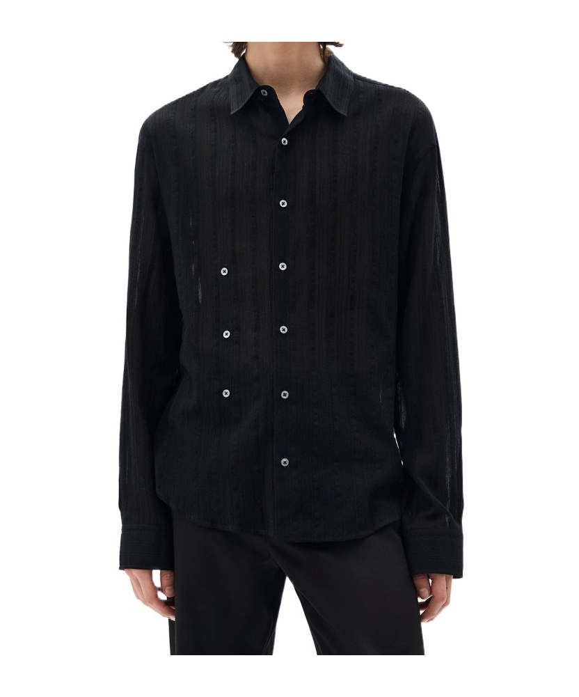 Ann Demeulemeester Isak Twisted Light Dobby Stripe In Black