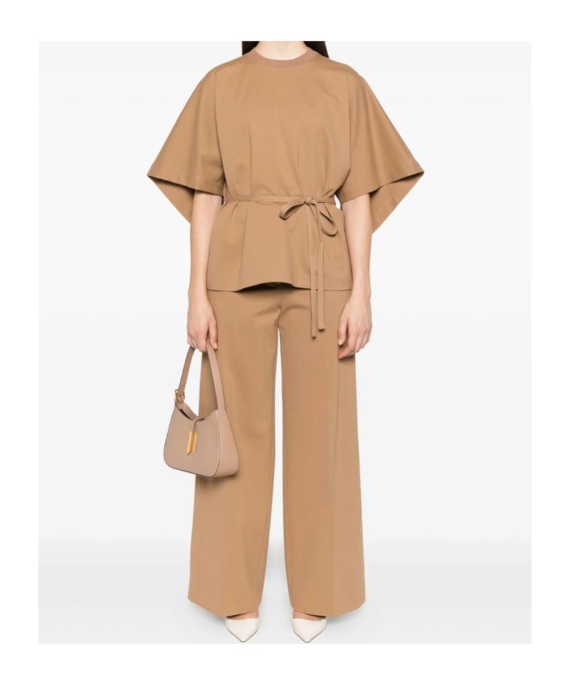 Fabiana Filippi Belted Batwing Blouse In Brown
