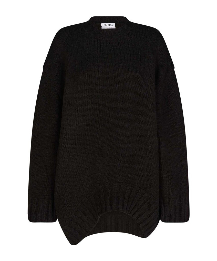 Attico Round-neck And Long-sleeved Sweater In Black