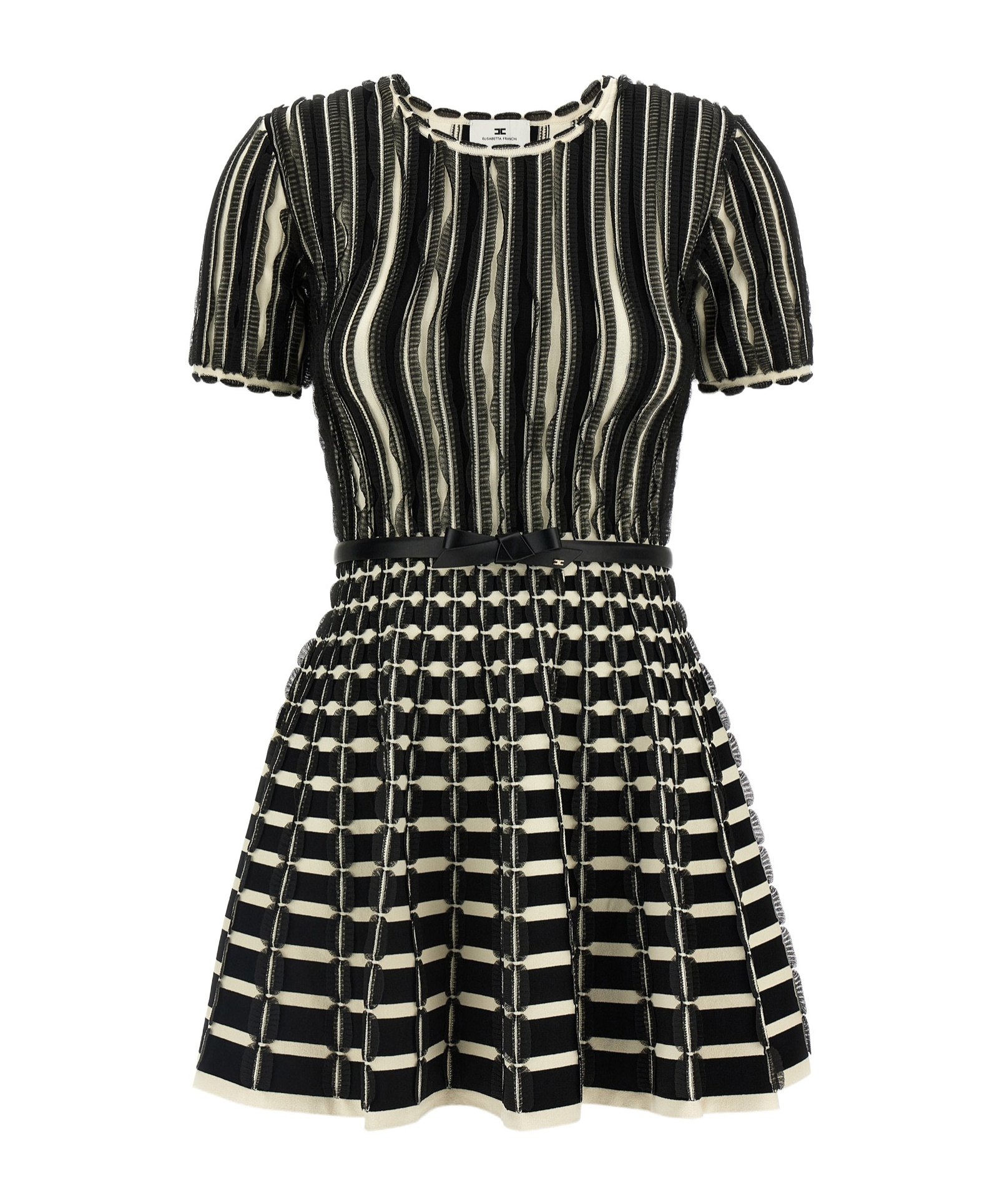 ELISABETTA FRANCHI VISCOSE DRESS WITH MICRO-RUFFLES