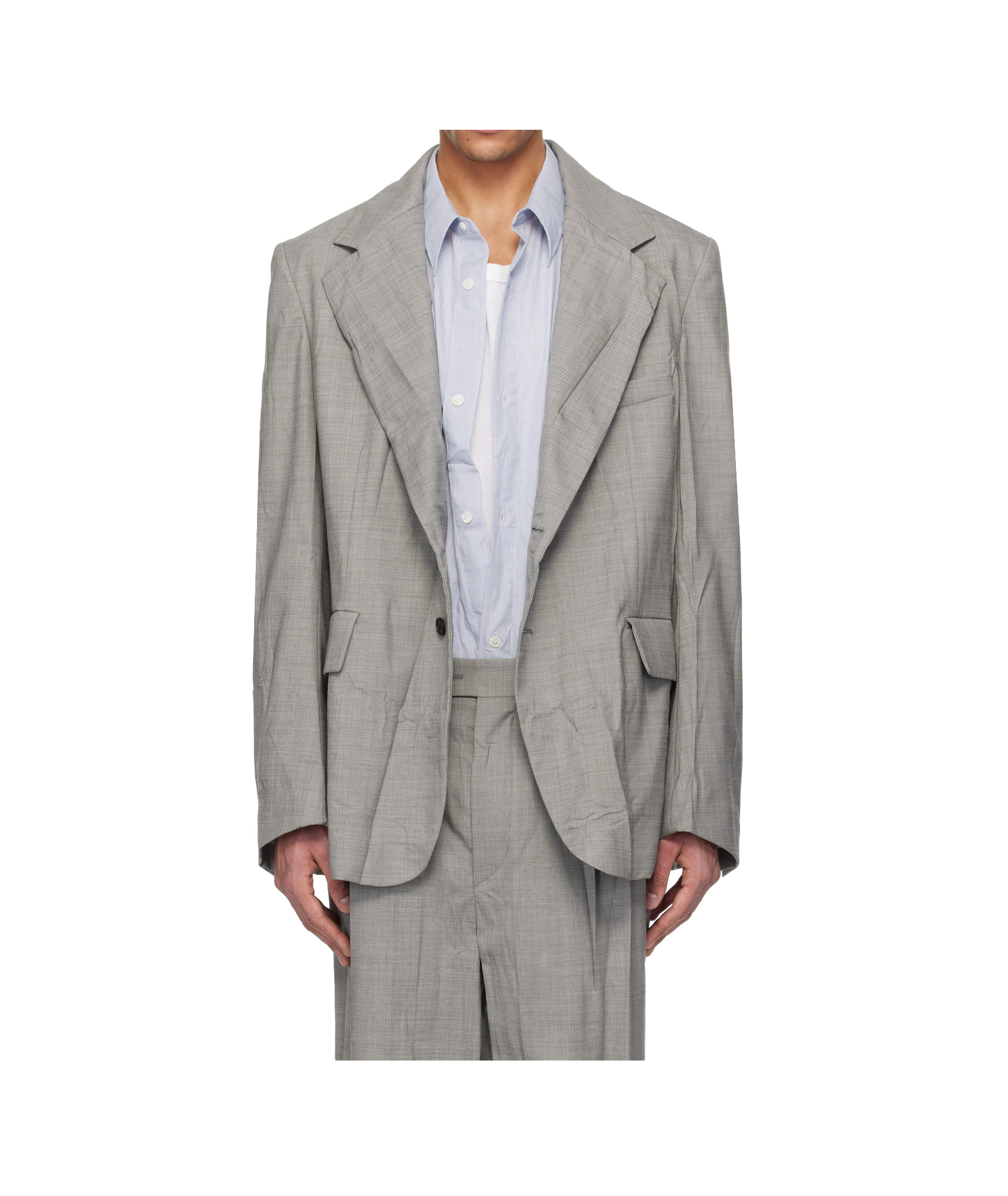 Hed Mayner Gray Crinkled Blazer In Grey