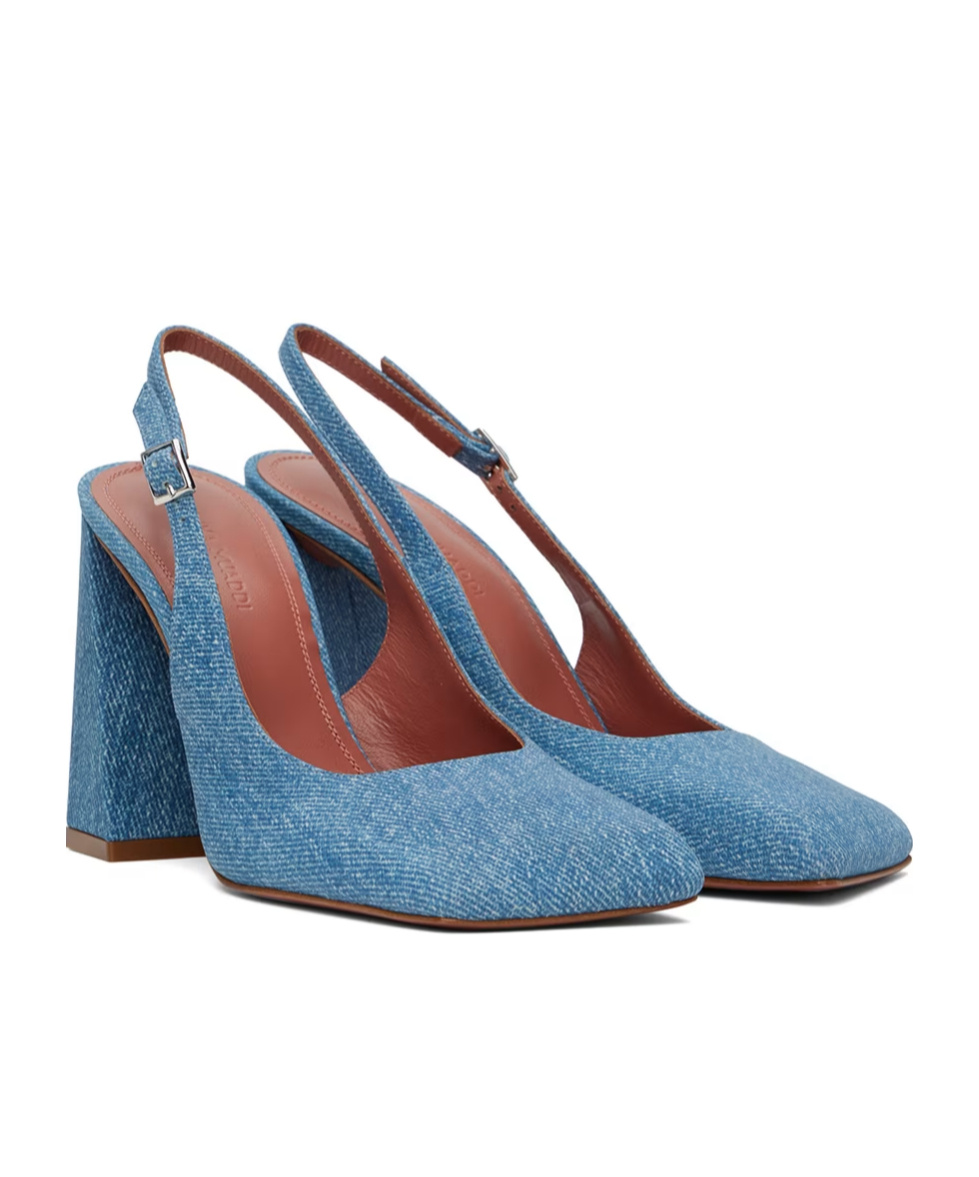 AMINA MUADDI SLING SUEDE HEELS SANDALS