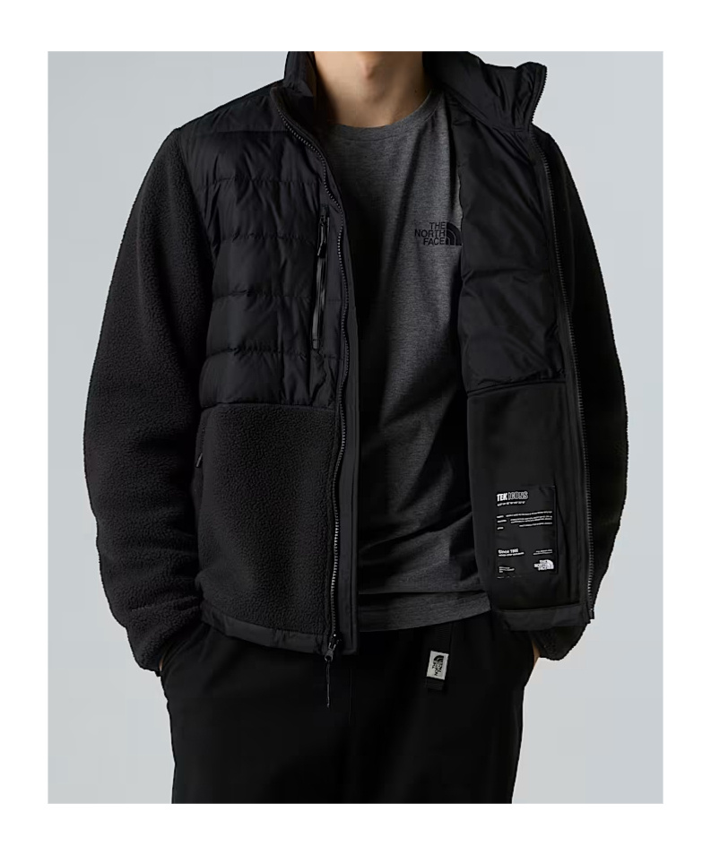 The North Face Mens Black Rmst Denali Tek High-neck Fleece-down Jacket Xl In Black