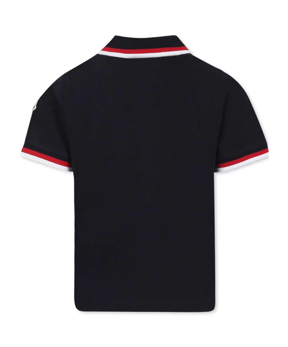 Moncler Short-sleeved Polo Shirt In Blue