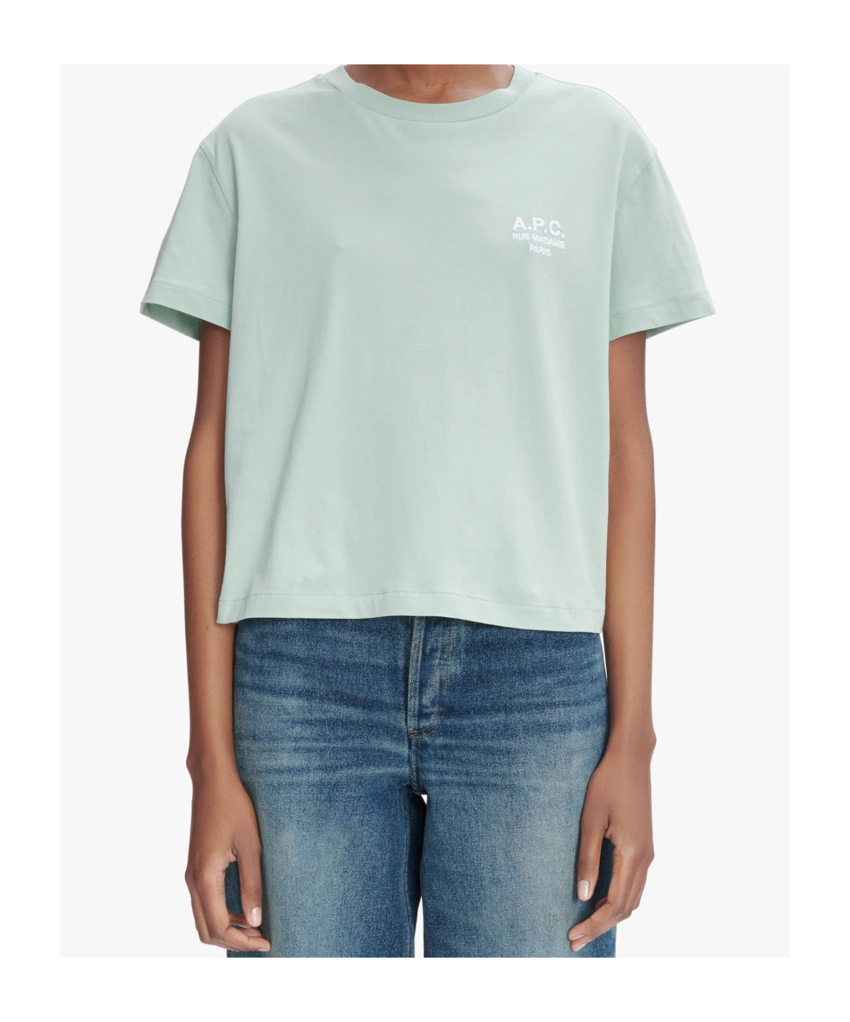 Apc A.p.c. Logo Embroidered Crewneck T-shirt In Green