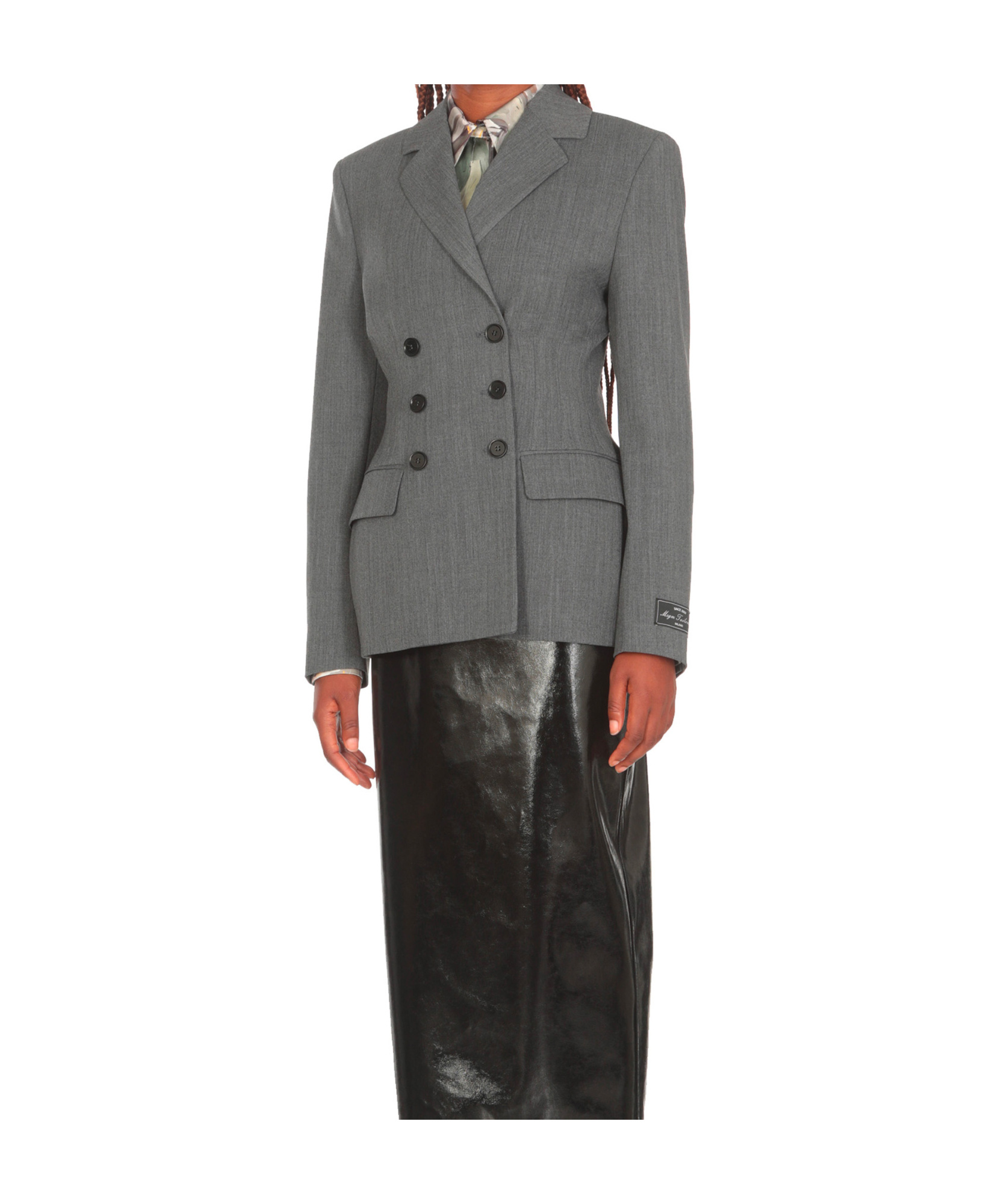 Shop Msgm Double-breasted Suit Jacket In Gray