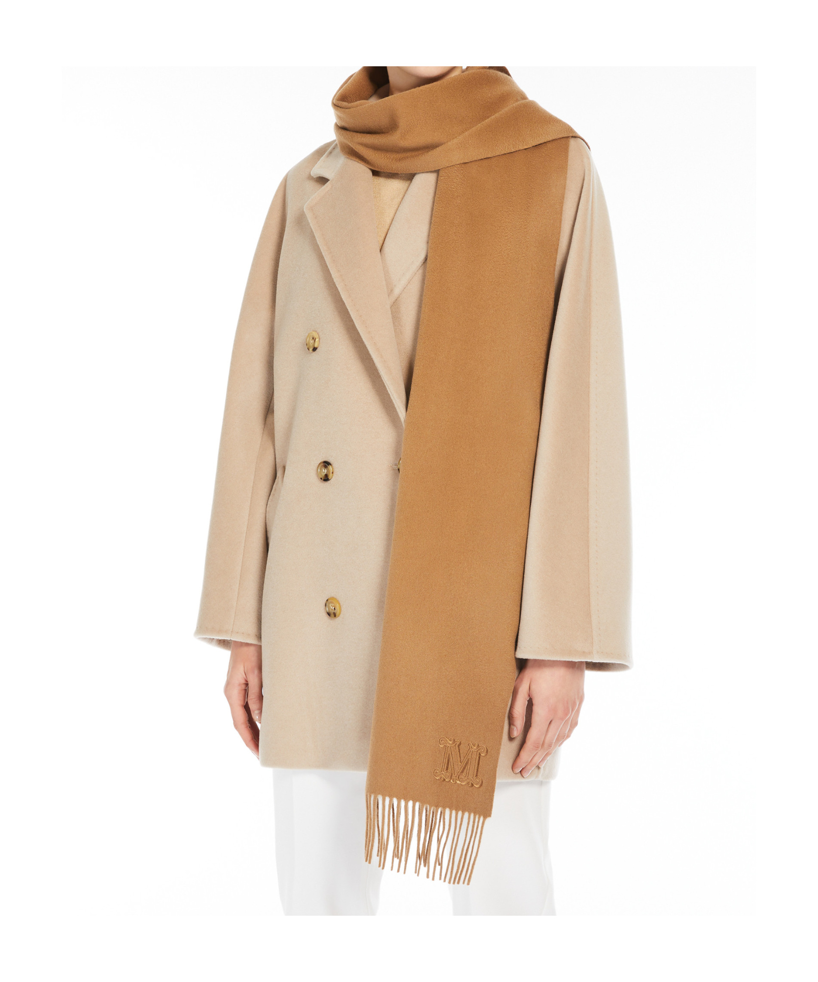 Max Mara Monogram-embroidered Cashmere Stole