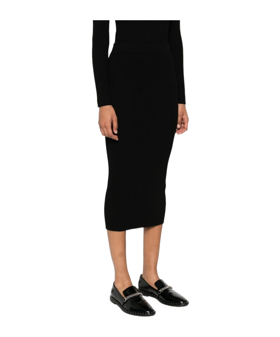P.a.r.o.s.h Parosh Knitted Midi Skirt In Black