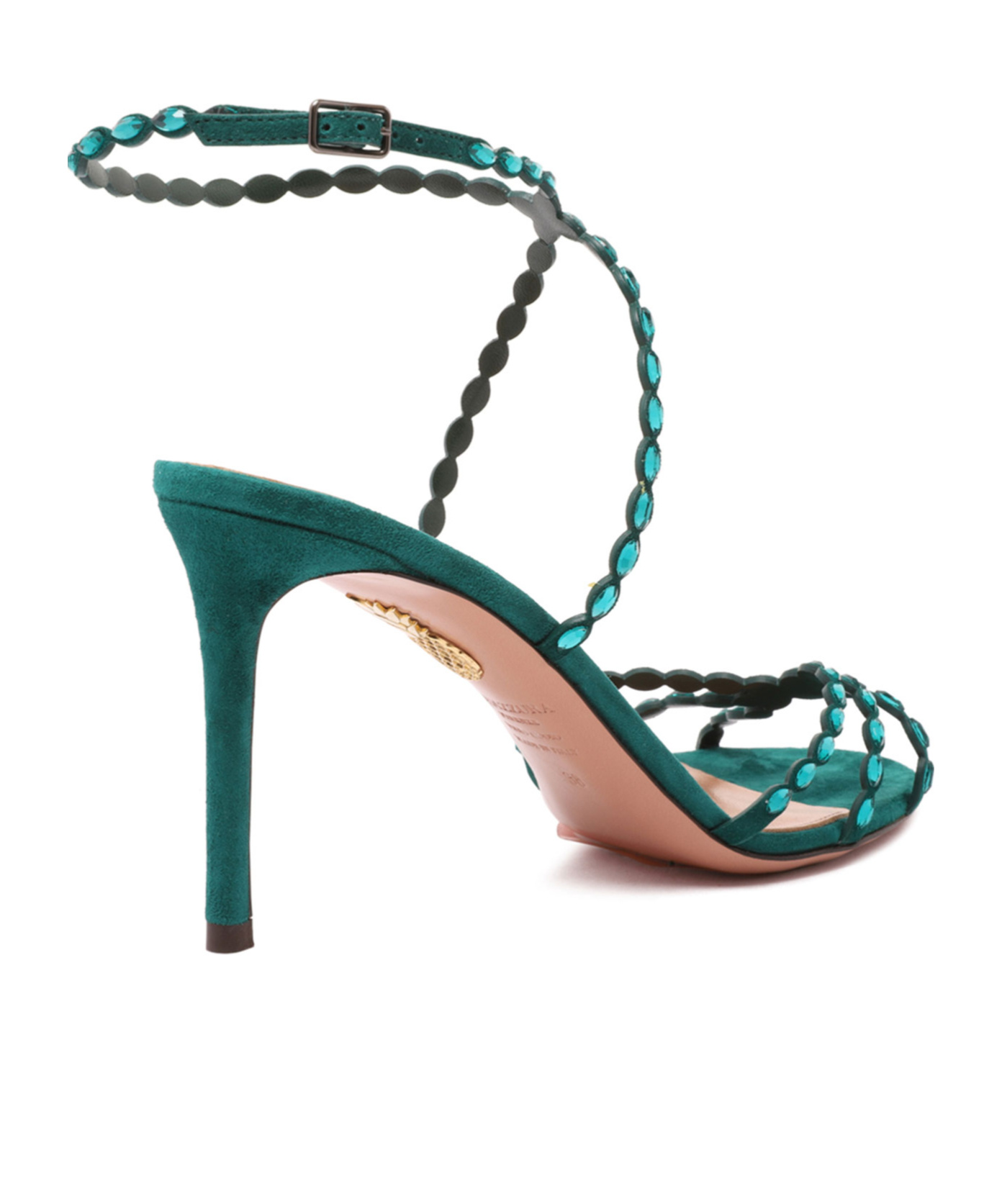 Aquazzura 90mm Love Struck Embellished Stiletto Sandals In Green