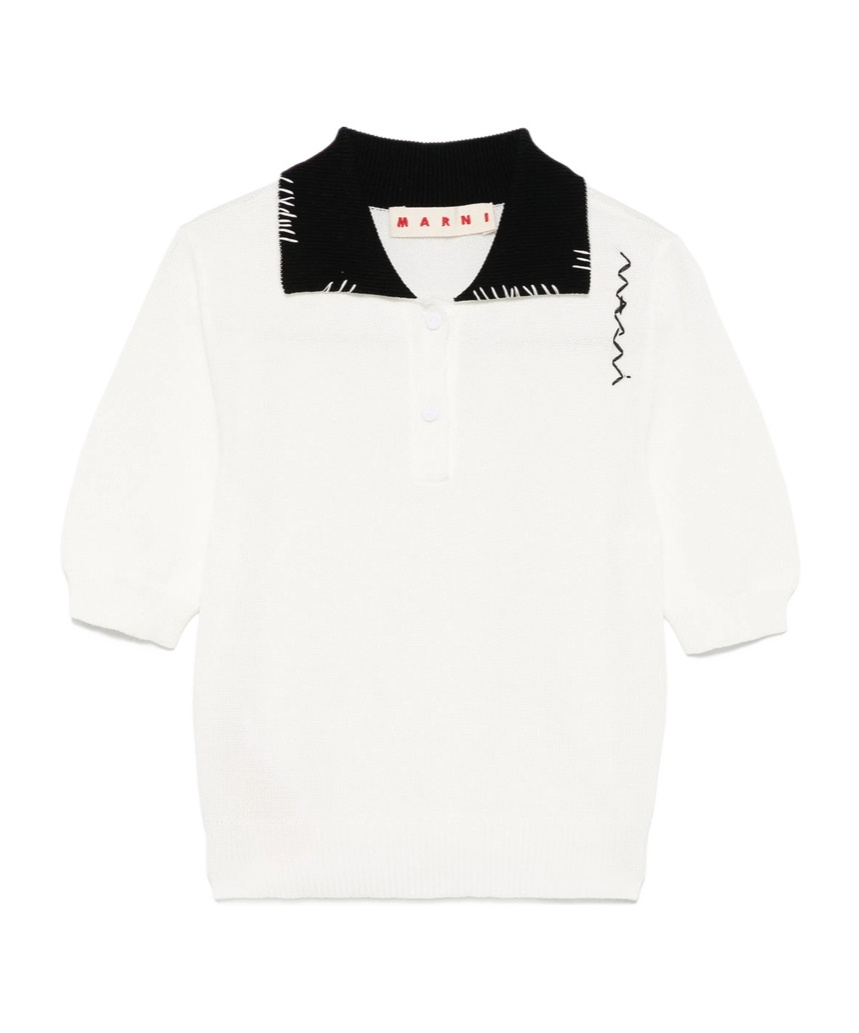 Shop Marni White Cotton Polo Shirt With Symbol