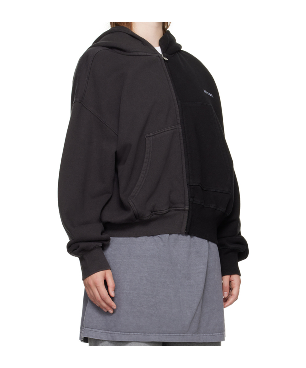 We11 Done Zippered Hooded Sweatshirt In Black