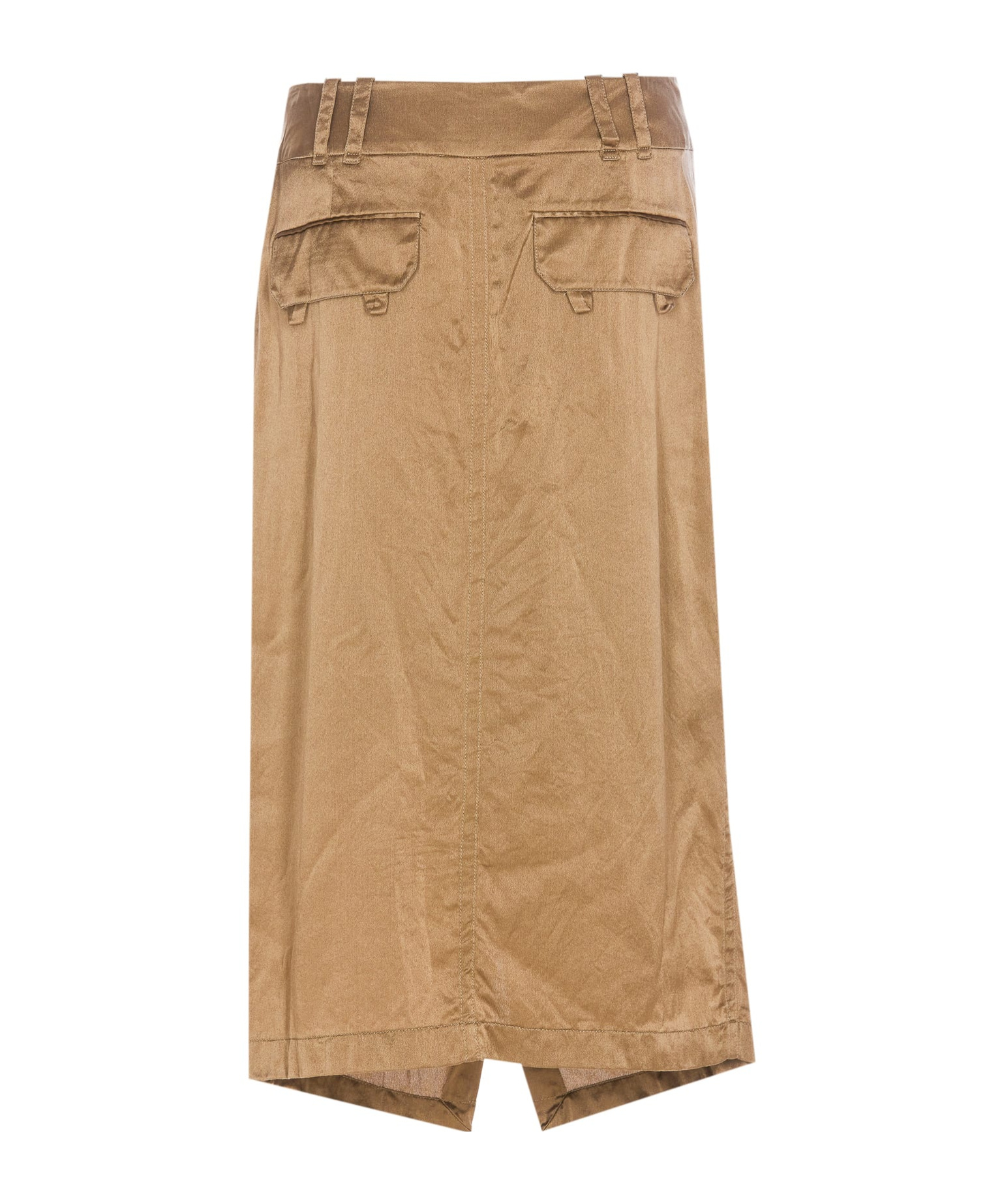 Saint Laurent Flared High-waisted Skirt Back Pockets In Nude