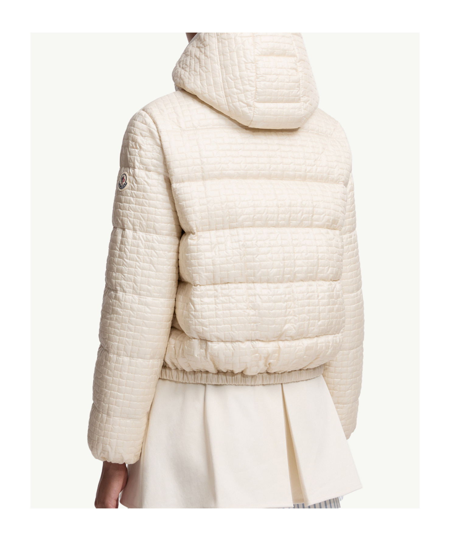 Moncler Gisors Geometric-quilted Hooded Short Down Jacket In White