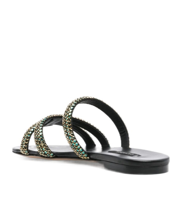 Casadei Crystal Embellished Sandals In Black