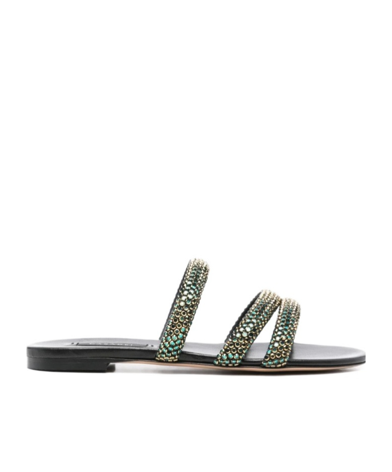 Casadei Crystal Embellished Sandals In Black