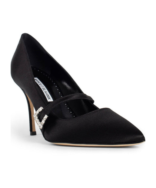 Manolo Blahnik Mary Jane Satin Pumps In Black