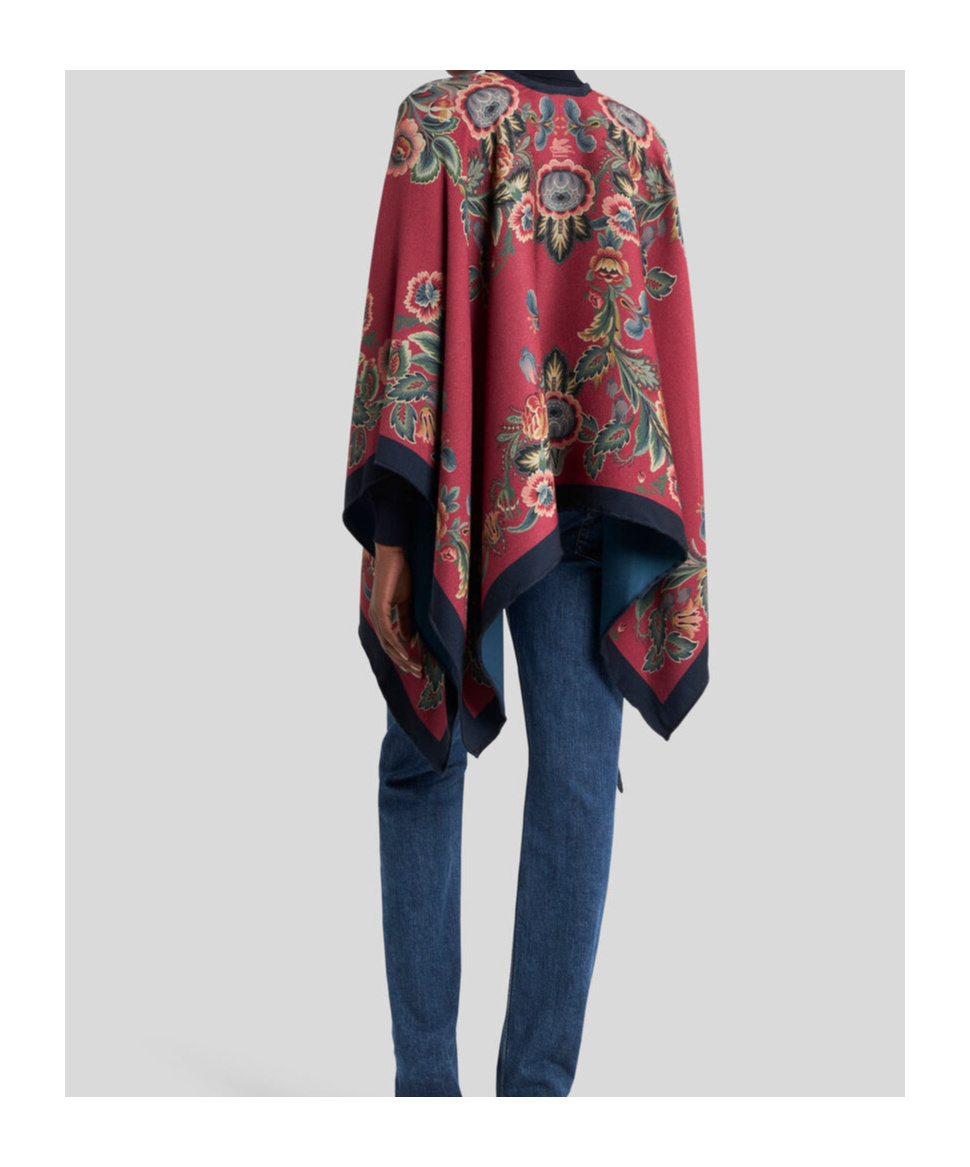 Etro Mantella In Misto Lana Floreale. In Multi