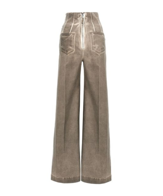 Rick Owens Drkshdw High Waist Wide Leg Trousers With Pockets In Gray
