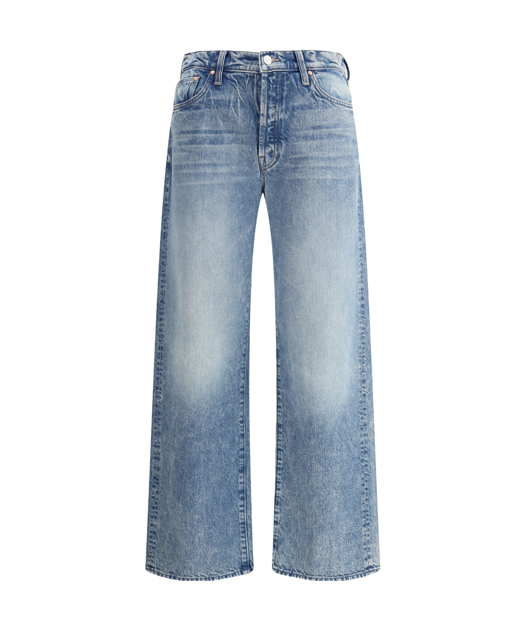 Mother Womens Enjoy The Ride Rambler Faded-wash Straight-leg Mid-rise Stretch-denim Blend Jeans In Blue