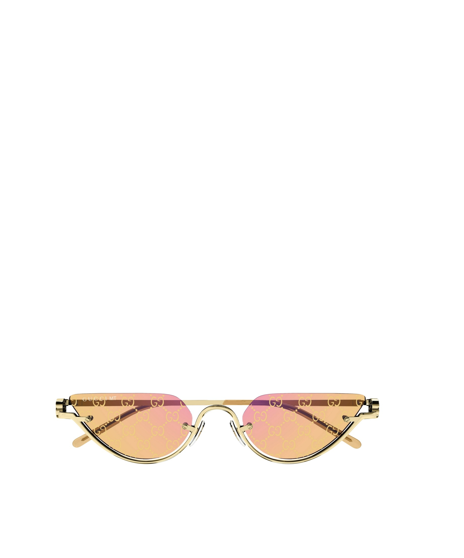 Gucci Gg1603s Linea Gg Logo 004 Gold Yellow Sunglasses In Nude