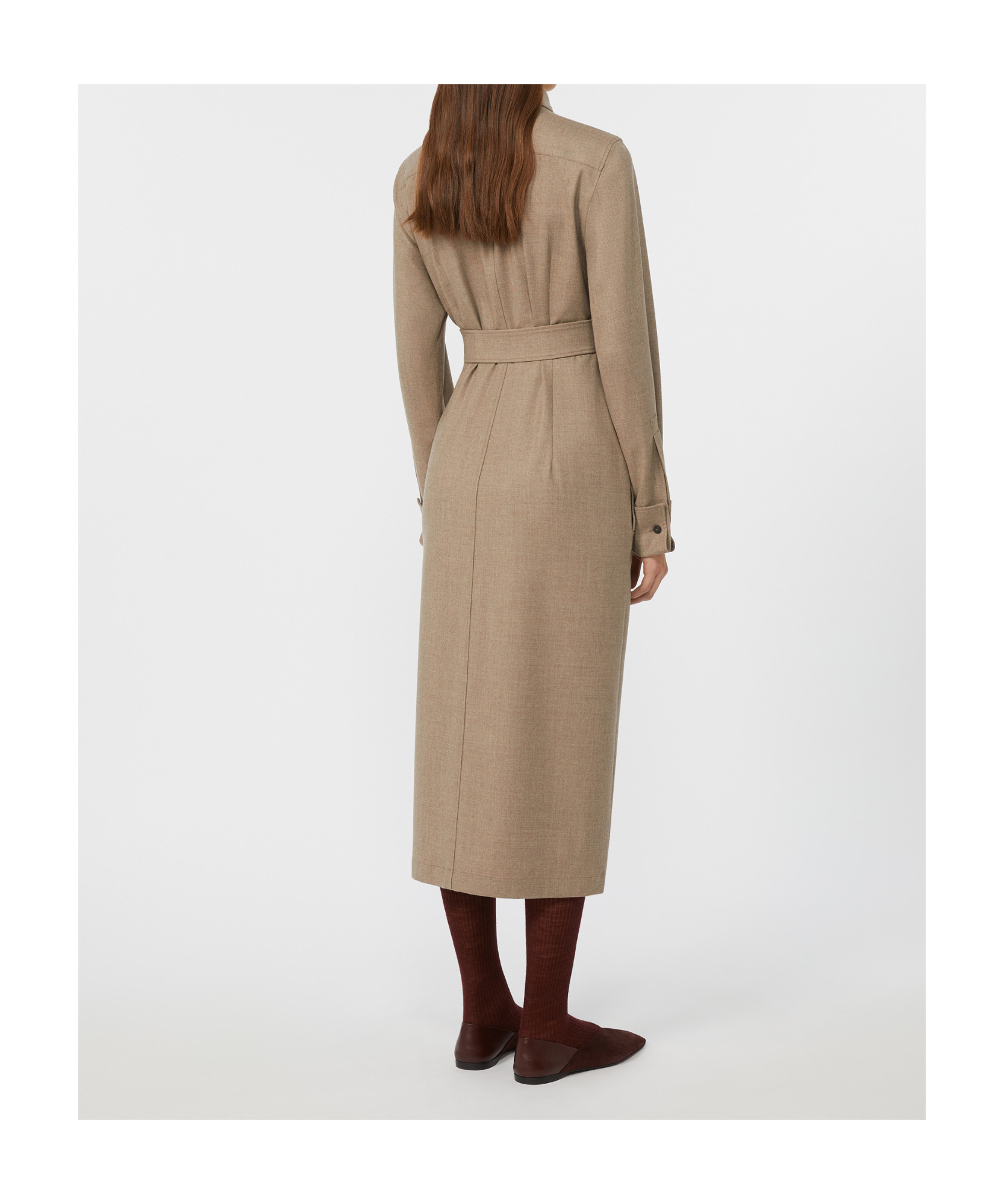 Max Mara Slim-fit Cashmere Foulé Dress In Brown