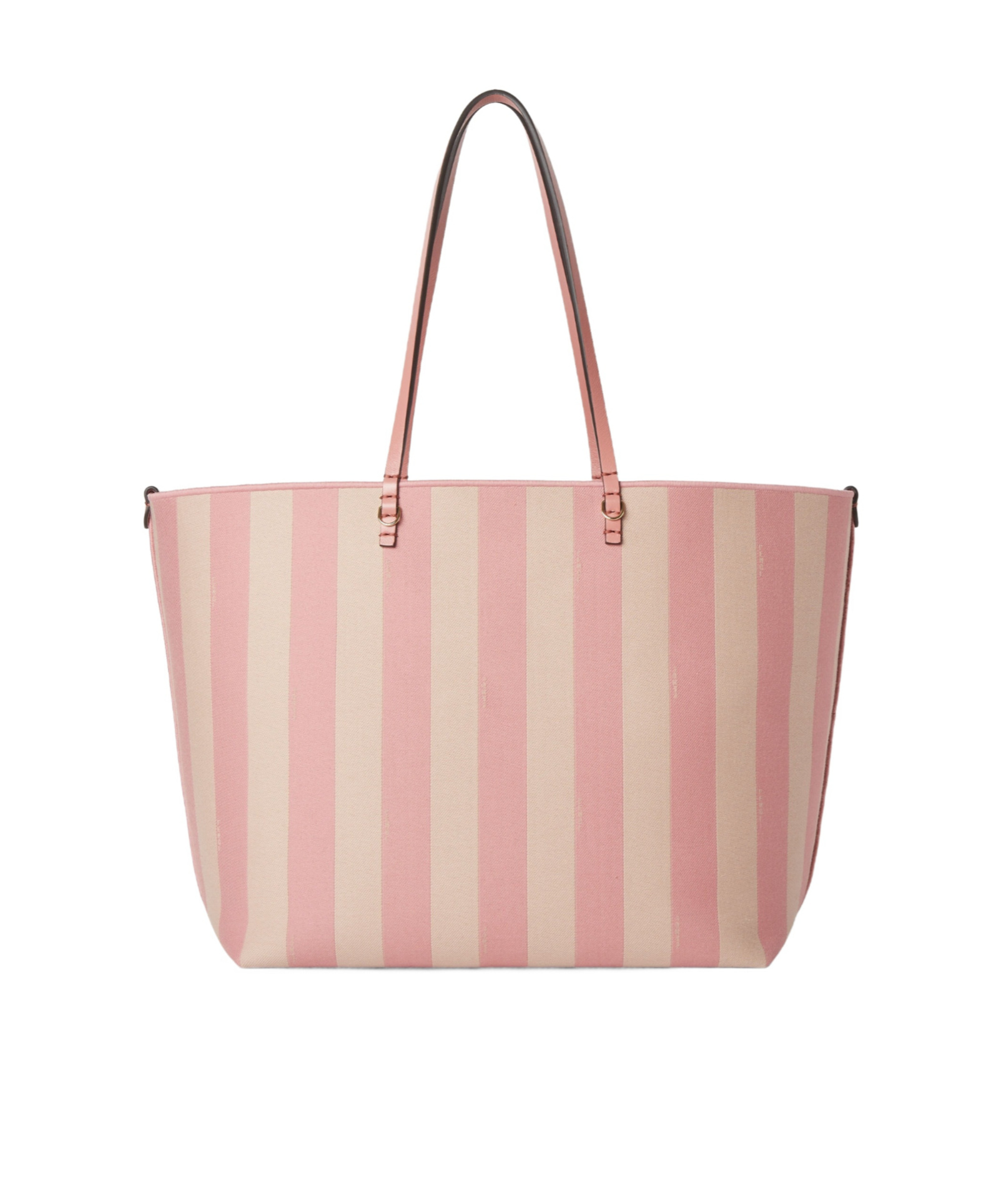 Fendi Pink Striped Pequin And Optical Jacquard Fabric Shopper In Pink