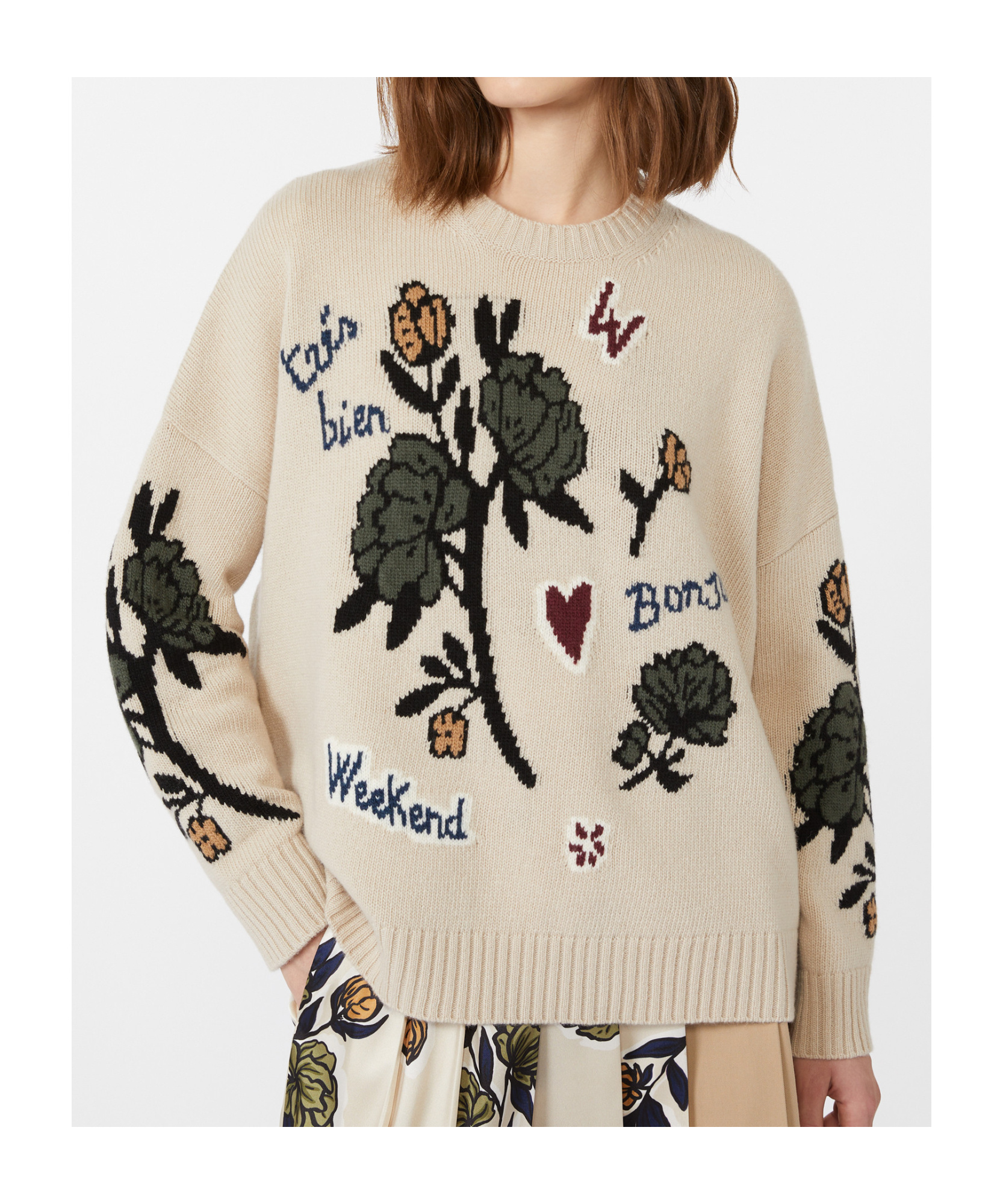 Weekend Max Mara Virgin Wool Intarsia Sweater In Multi