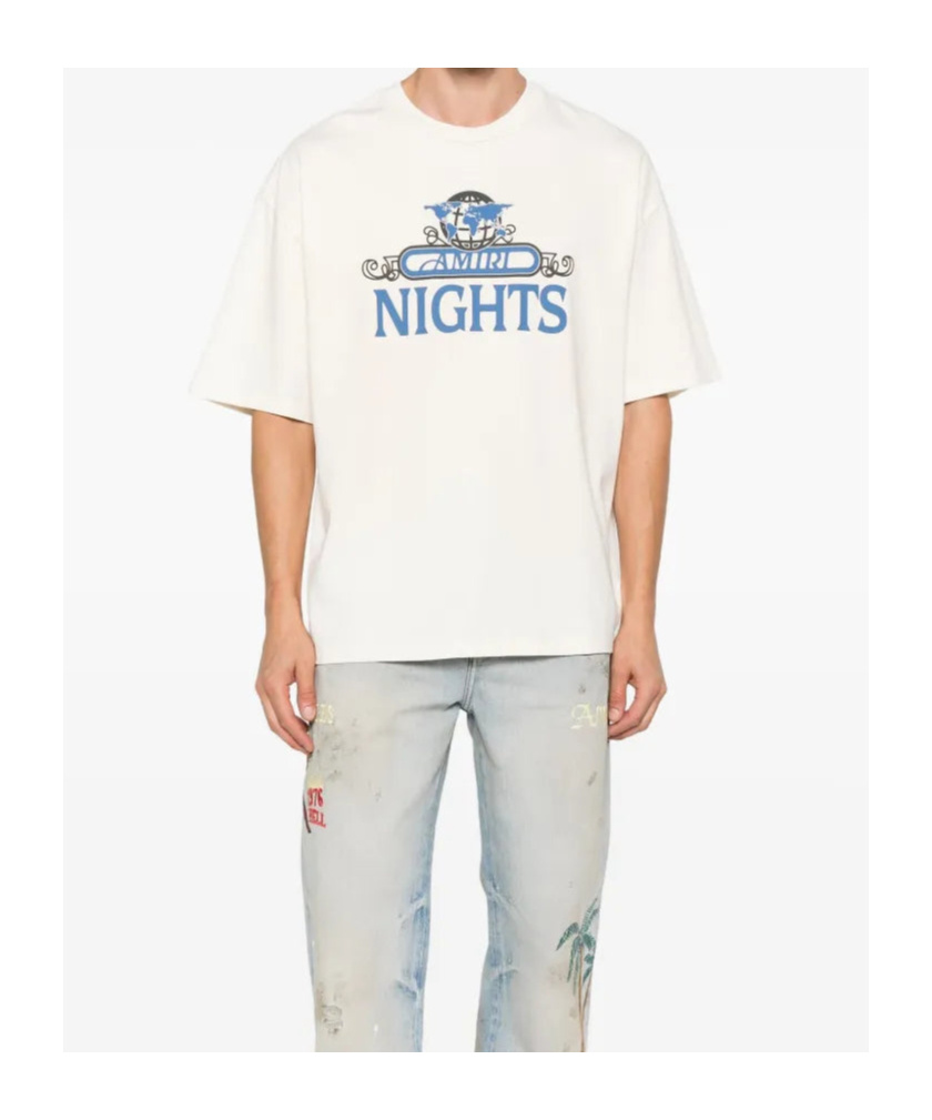 Amiri Boxy-fit Graphic T-shirt With Midnight Message In White