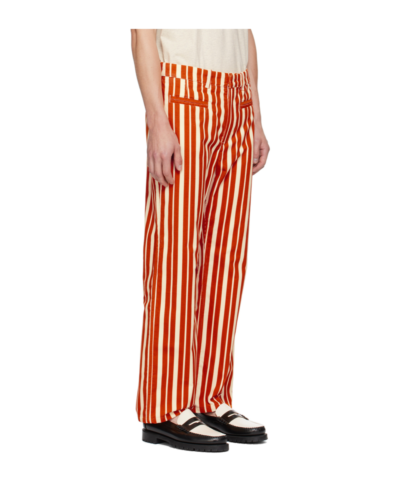 Apc Stripe Pattern Casual Pants In Red